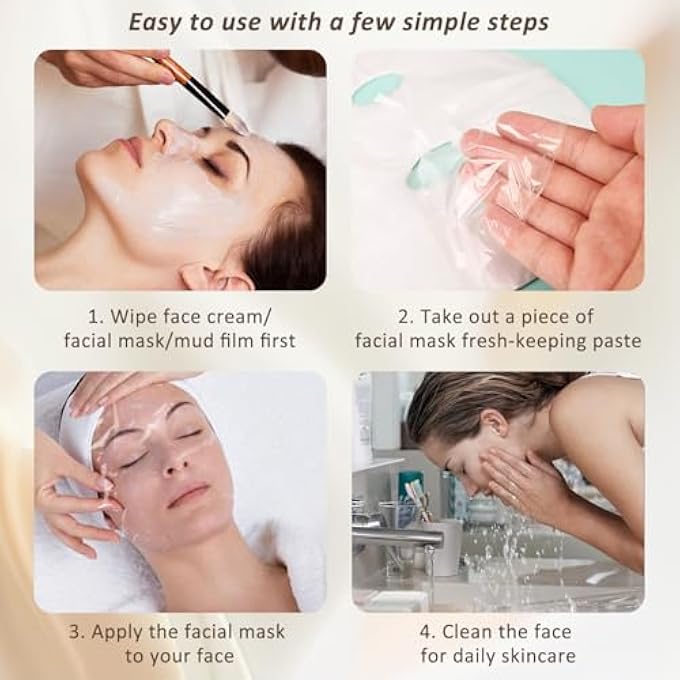 EKIND FACIAL MASK FILM SHEET THIN PLASTIC WRAP FOR SKINCARE MOISTURE LOCK DIY CLEAR SPA TREATMENT(200 SHEETS,TRANSPARENT) - Image 2